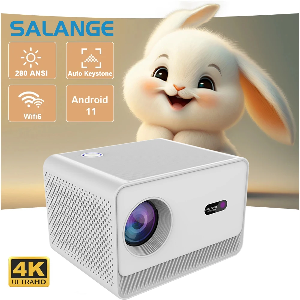 

Salange M10Plus Support 1080P Projector 4K Video Android11.0 WiFi6 280ANSI BT5.2 Auto Keystone Correction Smart Electronic Focus