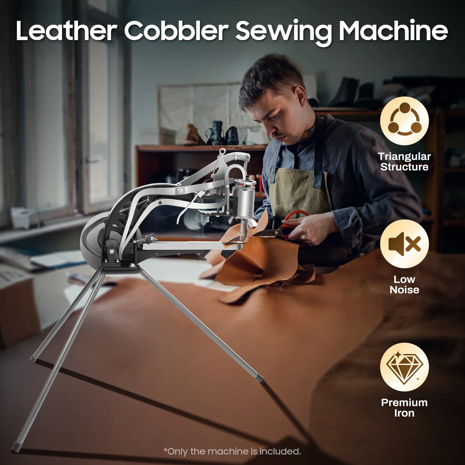 Image of Manuelle Leder-Schuhmacher-Nähmaschine, Leder-Schuhmacher-Nähmaschine mit 6 Lagern, 6mm Stichlänge für Leder, Gummi, Segeltuch
