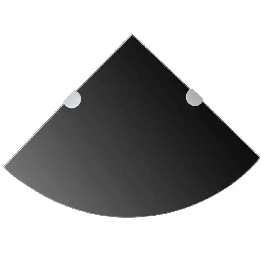 

Полка угловая с хромированными опорами, стекло черное 9,8x9,8