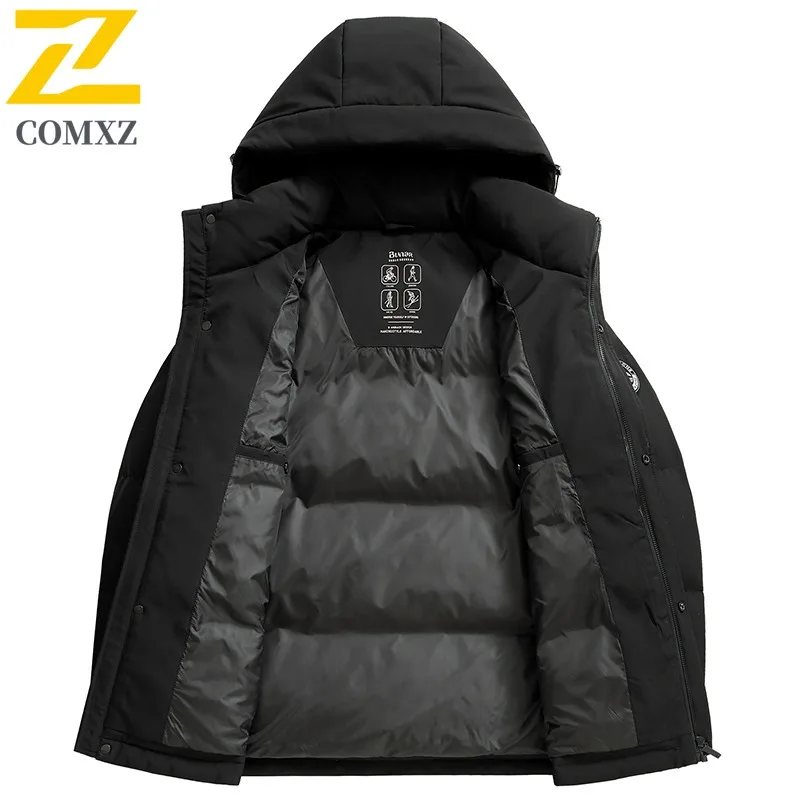 COMXZ Men Down Jacket New Outdoor Climbing Cold Protection Warm Lightweight Coat Fashion Hiking Camping Windproof Winter Garment