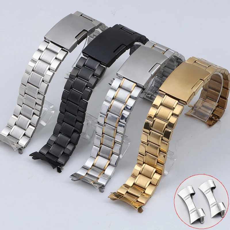 20mm 22mm Stainless Steel Watchband Curved End Bracelet for Seiko Metal Wristband for Rolex Men Women Universal Replace Strap