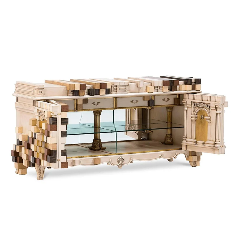 *High End Home Living Room Furniture Hallway Cabinet - Luxury Mirror Sideboard, Custom Side Storage for Sophisticated Interiors