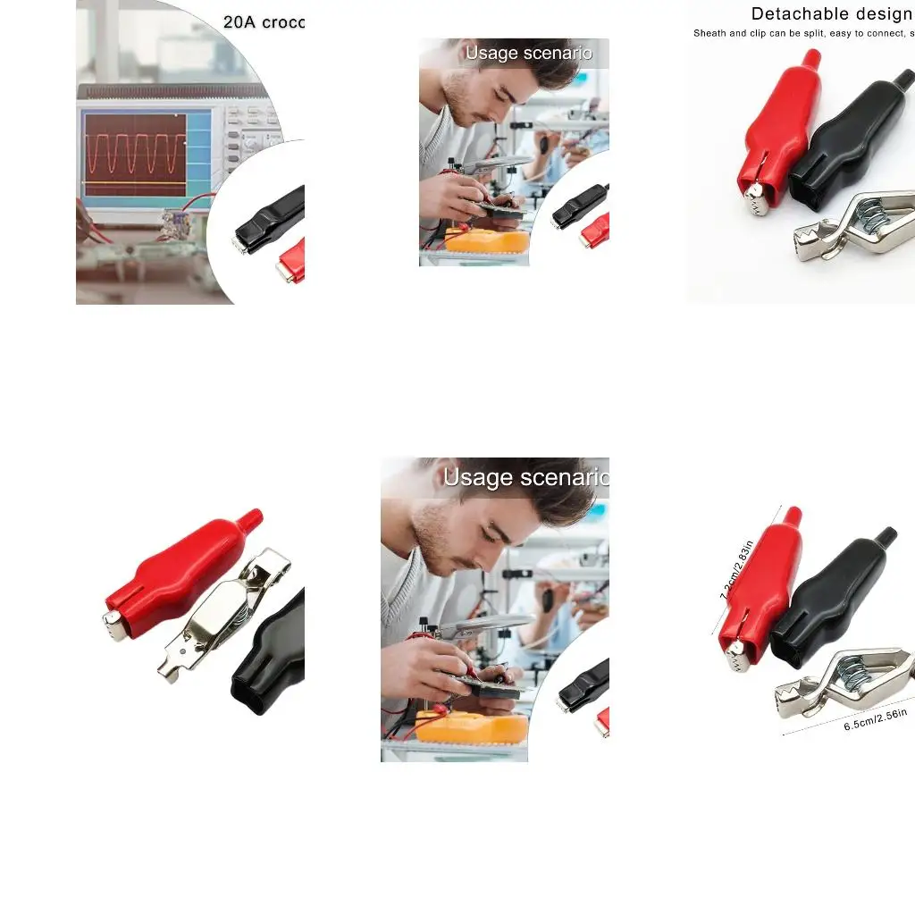 2Pcs 20A Alligators Clip Experiment Spring Clamp PVC Sheathed Alligators Clamps Test Leads Crocodiles Electrical Clip high
