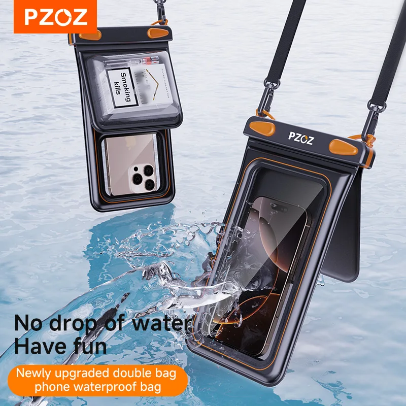 PZOZ Wodoodporne etui na telefon, wodoszczelne pokrowce na telefon do nurkowania, torba na telefon iPhone 17 16 13 11 Pro Max, akcesoria Samsung — zdjęcie produktu 3