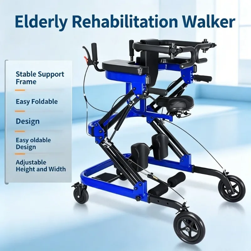 Multifunctional Adult Walker - Seniors Walking Aid & Rehabilitation Equipment with Lower Limb Training & Standing Support