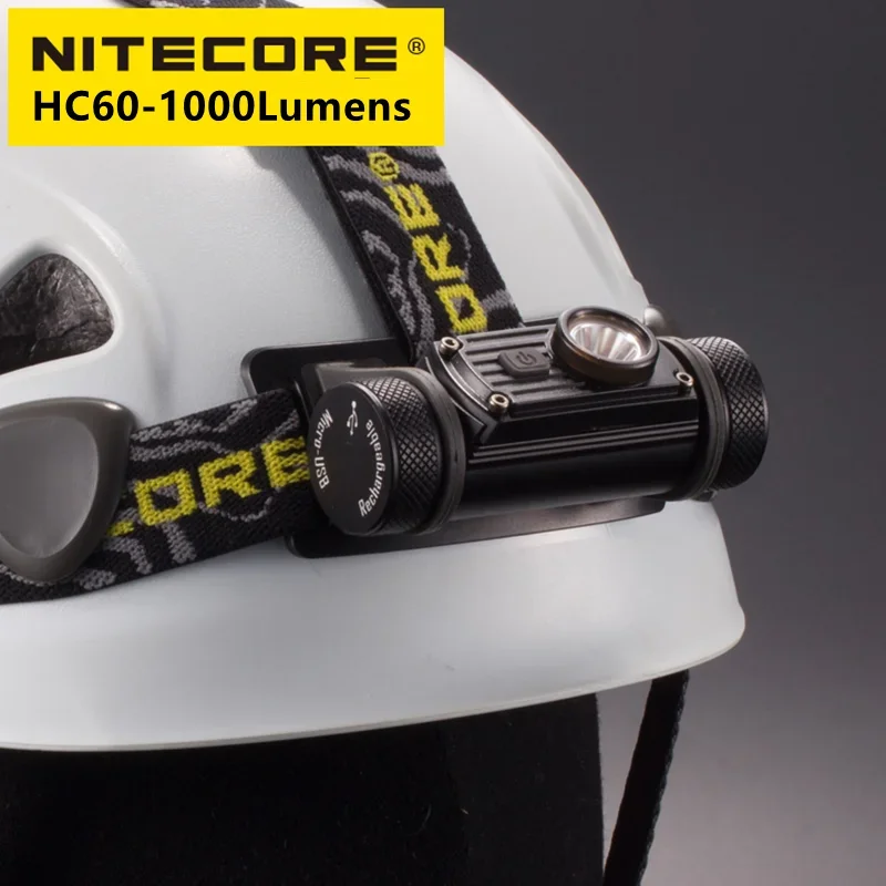 NITECORE HC60 V2 Headlamp Rechargeable 1800 Lumens 3 Lights Source Headlight Standard 3400 mAh Battery For Oudoor Lighting