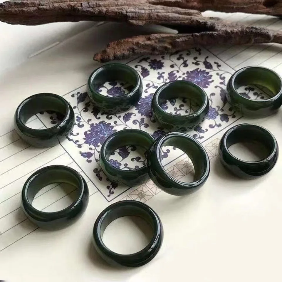 Hetian Jade Ring Men Women Healing Gemstone Fine Jewelry Genuine Natural Hotan Jades Nephrite Green Jade Rings Anillos Mujer view 4