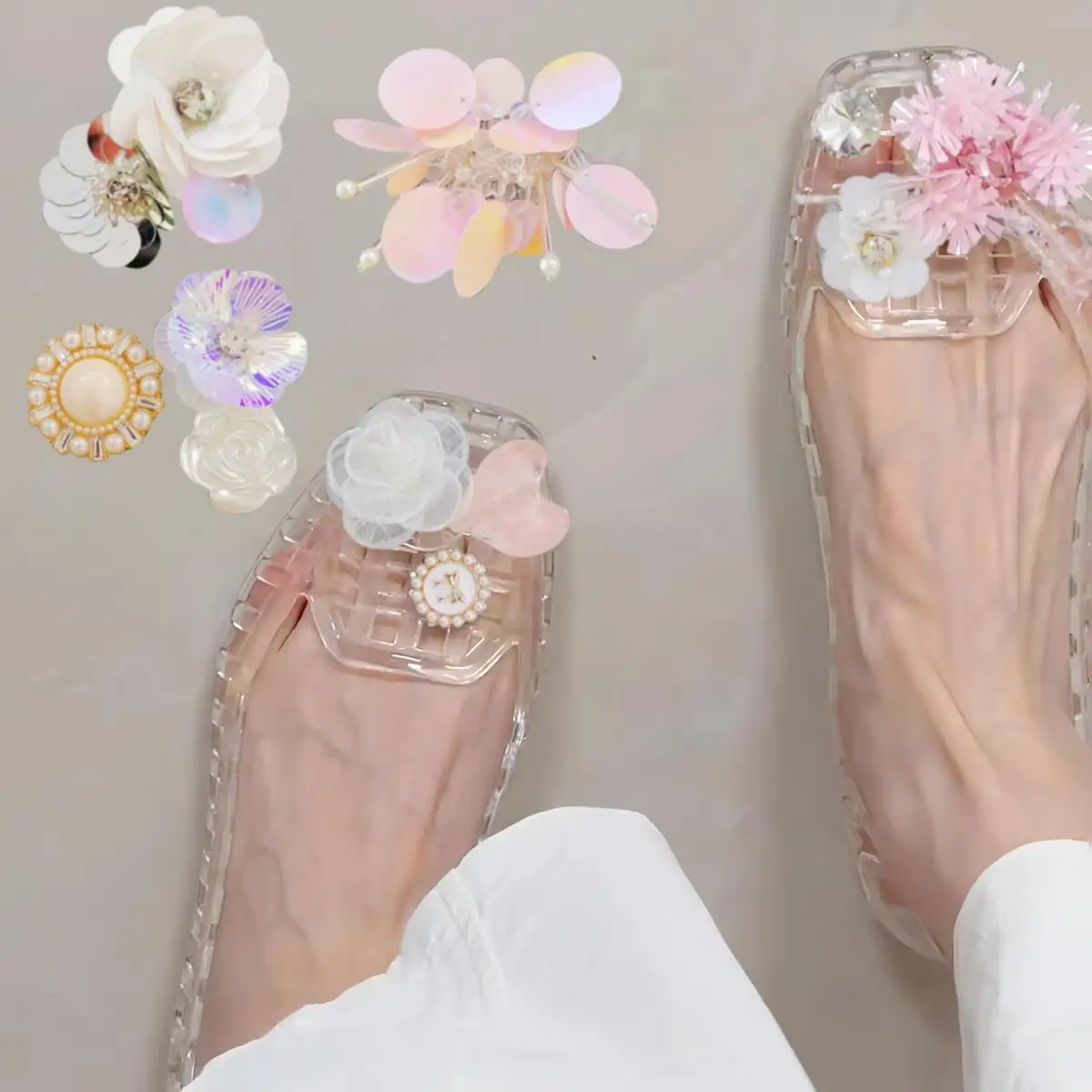 

Jelly Shoe Buckles Shiny Shoes Clips Tassel Pendant Sweet Fashion Cool Crystal Shoe Ornaments Glittery Flower Accessories