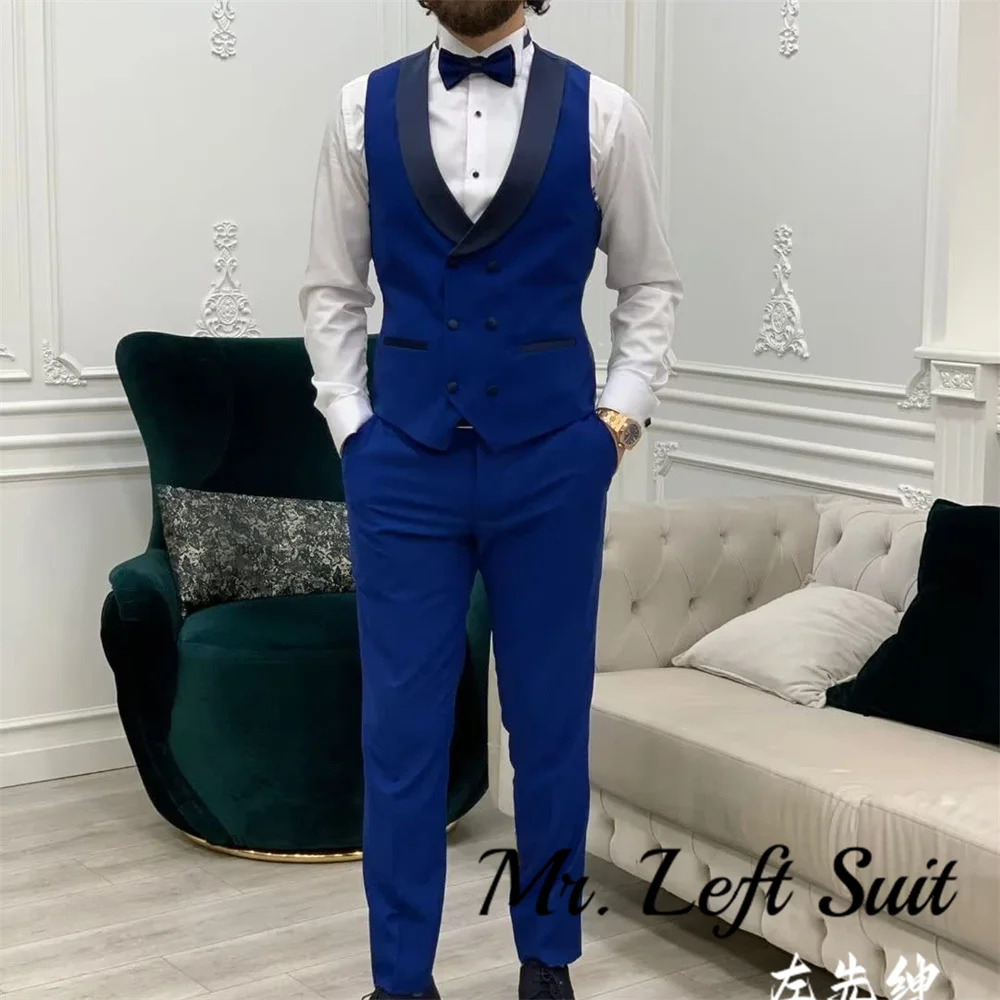 Men Slim Fit Suits 3 Piece Double Breasted Suit Men Wedding Prom Party Business Blazer Vest and Pants