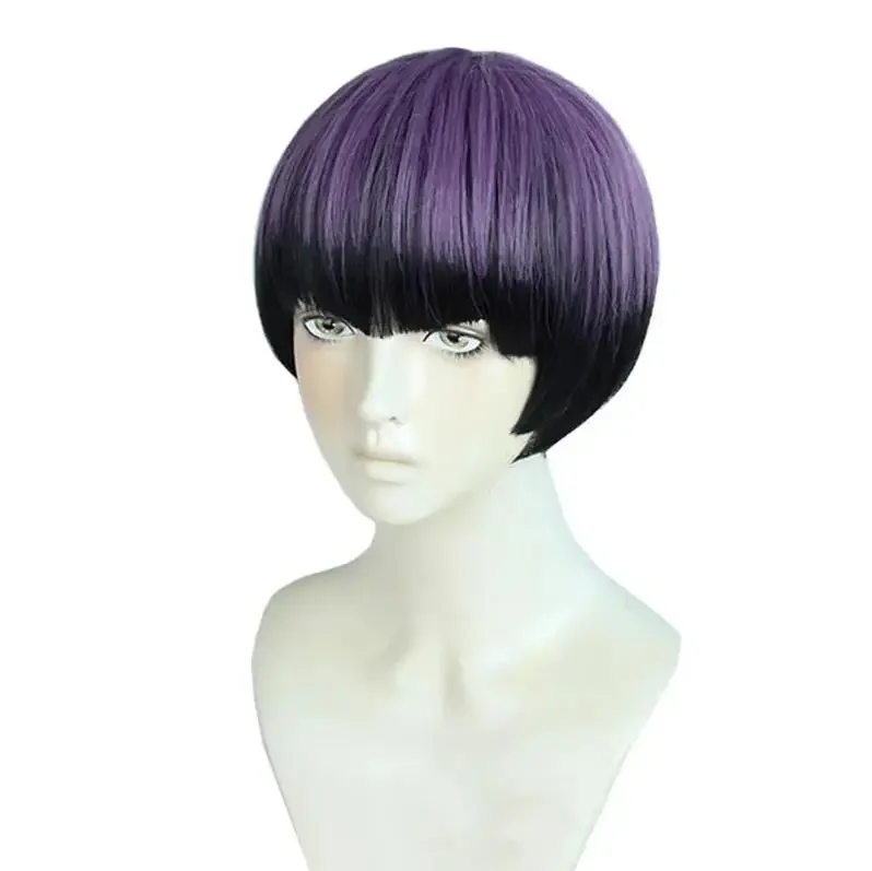 Soshiro Hoshina Wig Kaiju No. 8 Soshiro Hoshina Cosplay Anime Purple and Black Short Bob Cut Style Party Halloween Hair Wigs