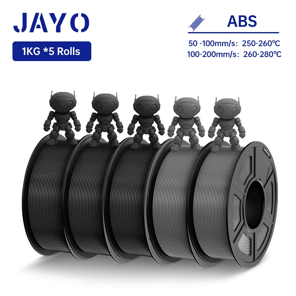 JAYO ABS 3D-Drucker-Filament 5KG 1,75mm ABS für 3D-Drucker, ABS 3D-Drucker-Filament mit Heißverformung 90°, Perfekt für Funktionale Prototypen & Mechanische Teile