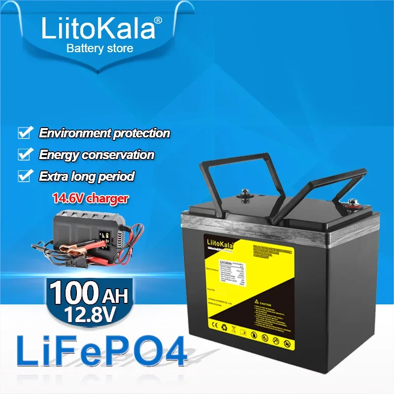 LiitoKala LifePo4 Battery Pack 12.8V 100AH DIY 24V 36V Rechargeable Battery Pack Lithium Iron Phosphate Lifepo4 Solar Cell tools