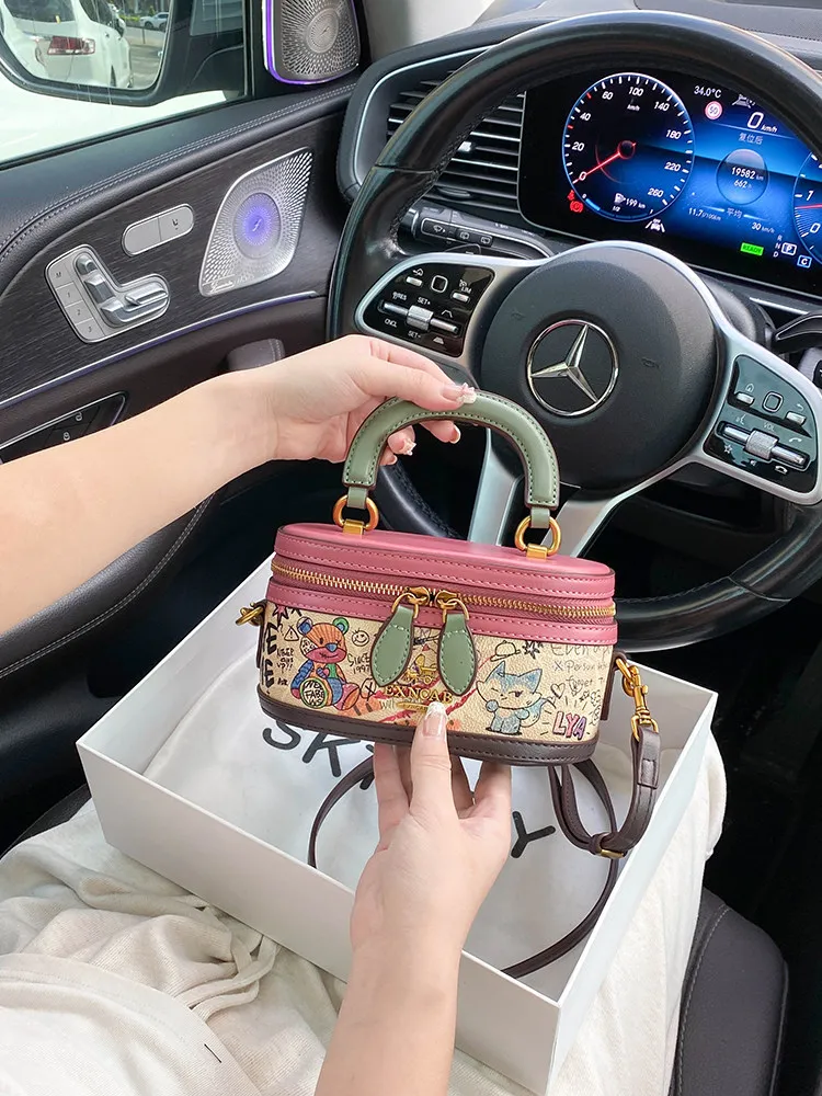 

Роскошная винтажная сумка-клатч с красивым мультяшным граффити и модными контрастными цветами, универсальная женская сумка через плечо