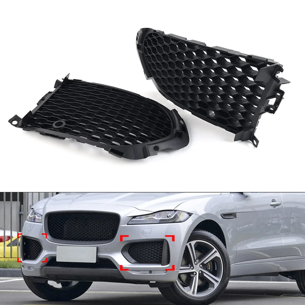 

Car Opened Mesh Front Bumper Fog Light Lamp Grill Grille With PDC For Jaguar F-Pace 2016 2017 2018 2019 2020 Matte Black