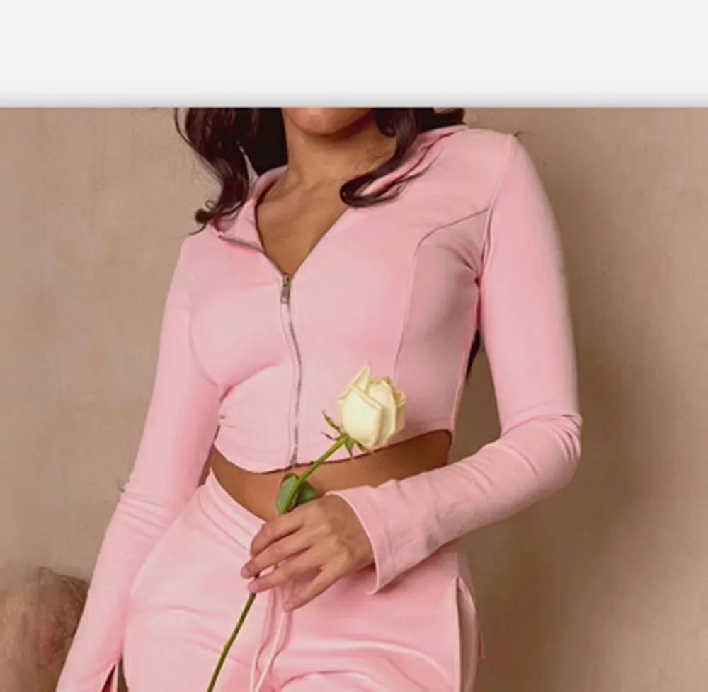 Sports Women's Suit Fall Hooded Long-Sleeved Waist Jacket And Cargo Pants Slit Outfits Ladies Solid Color Two-Piece Set