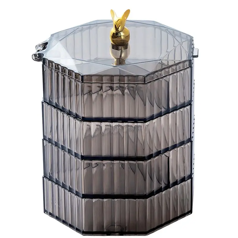 HHTL joyero, organizador de joyas acrílico con asa, cajas de joyería transparentes para mujeres y niñas, organizador de maquillaje reutilizable duradero