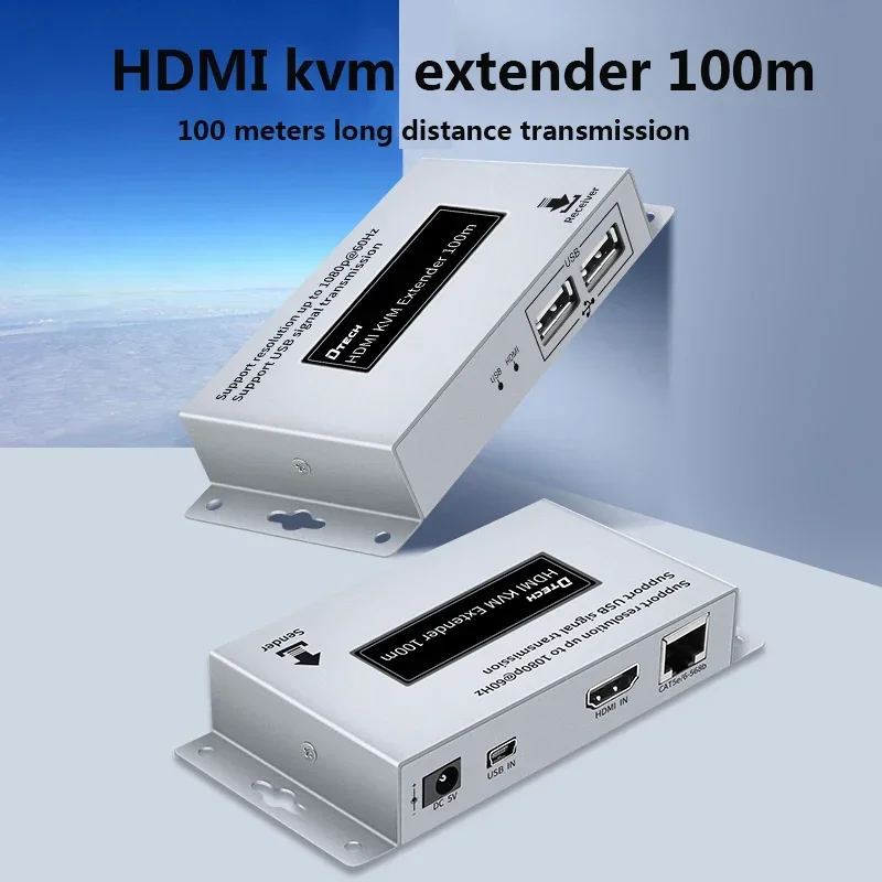 Hot Sale DTECH HD Audio And Video 4k HDMI KVM Extender 100m