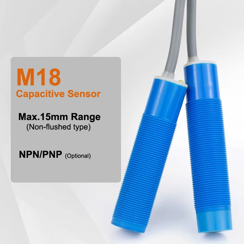 Long Range M12 M18 M30 Normally Open Capacitive Sensor DC Type NPN PNP Outputs Non-metallic
