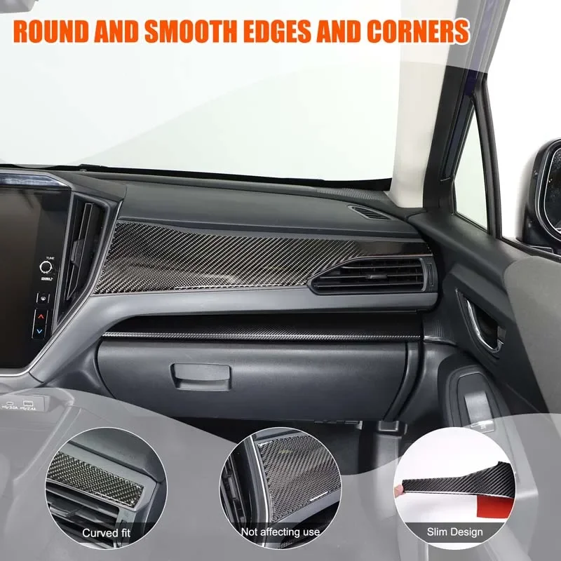 For Subaru Crosstrek 2024 Soft Carbon Fiber Car  Dashboard Decor Panel Cover Trim Sticker Car Accessories