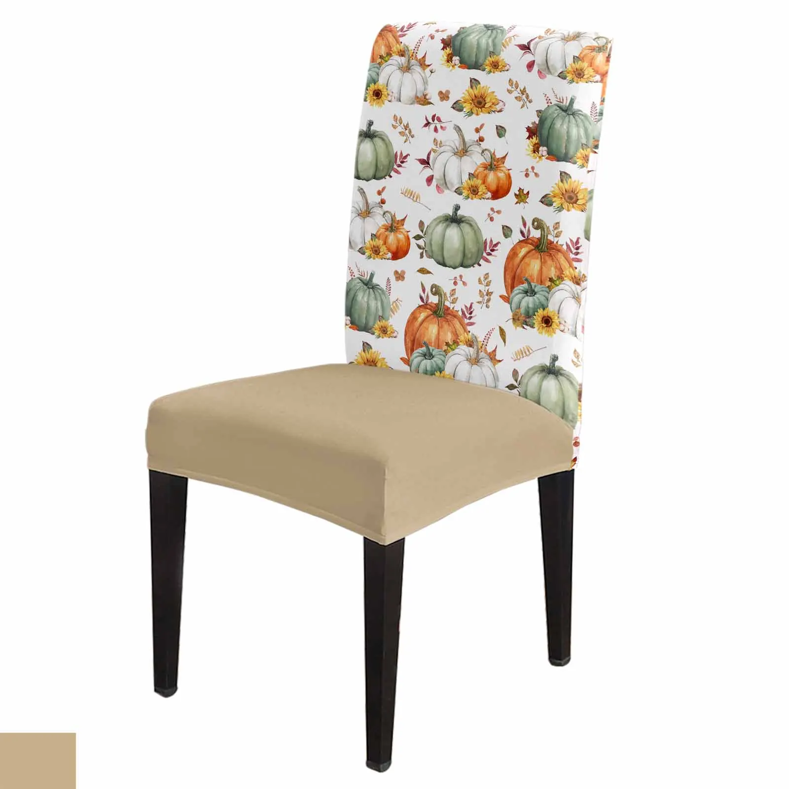 

Thanksgiving Autumn Leaf Sunflowers 4/6/8PCS Spandex Elastic Chair Case For Wedding Hotel Banquet Dining Room