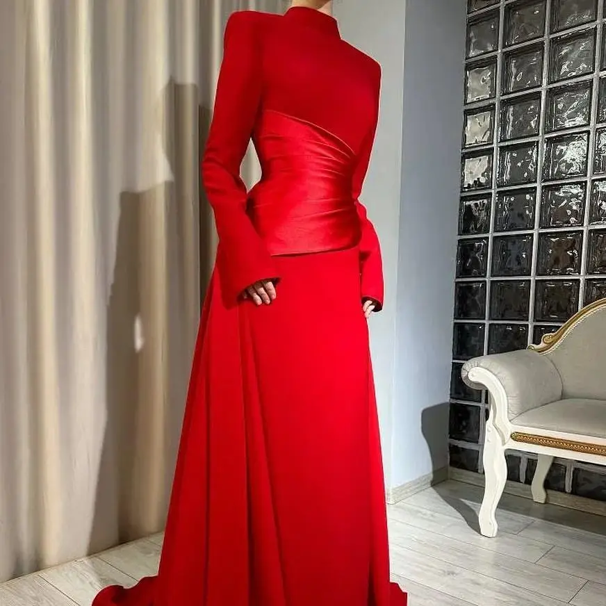 Tight waist Mermaid Prom Dresses for Women Elegant Formal Dress Long Sleeve Chiffon Evening Gowns فساتين للمناسبات الرسمية