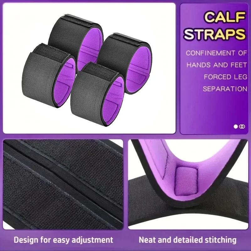 مجموعة أساور BDSM قابلة للتعديل وحافظة الفخذ - مصممة هندسيًا لملائمة مريحة وأساور مبطنة للسيدات