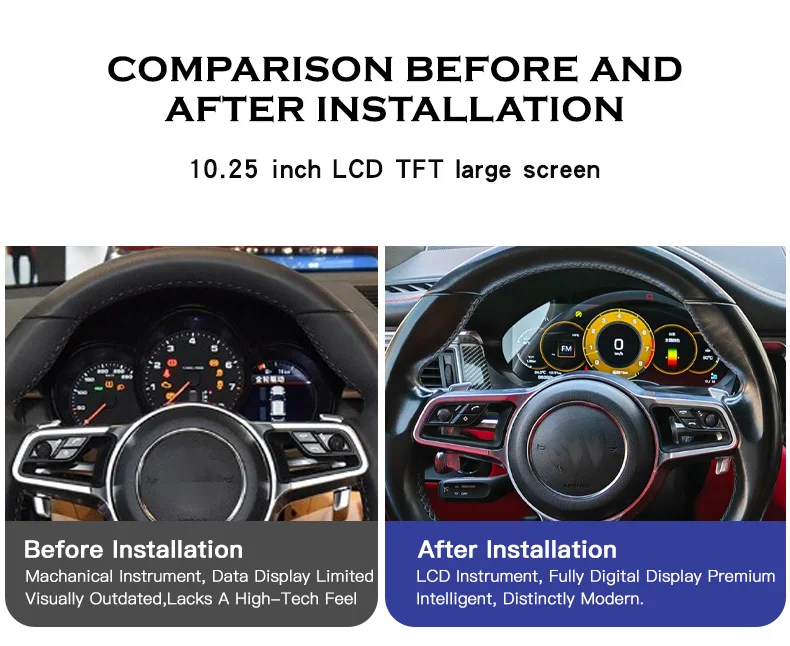 Digital Instrument Cluster for Porsche Macan 2014-2025 Carplay Speedometer Dashboard Gauge Cockpit Virtual Instrument 10.25'' HD