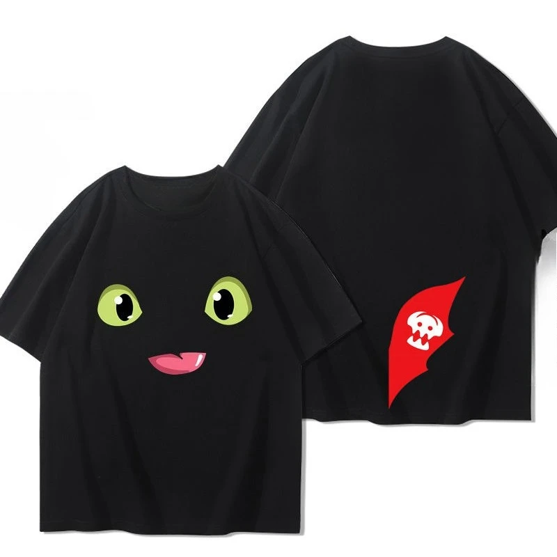 Miniso كيفية تدريب التنين الخاص بك بلا أسنان الصبي إيدي بيكاتشو حول قصيرة الأكمام الرجال والنساء الصيف القطن تي شيرت الاتجاه