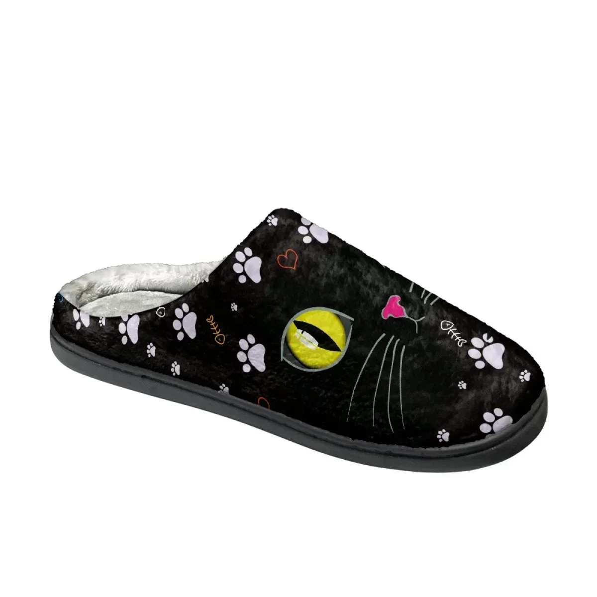 Fashion Cat Design Women Home Slippers Bedroom Couple Flats Cotton Slipper Zapatos Autumn Winter Warm Cozy Men's Comfy Footwear - view 4