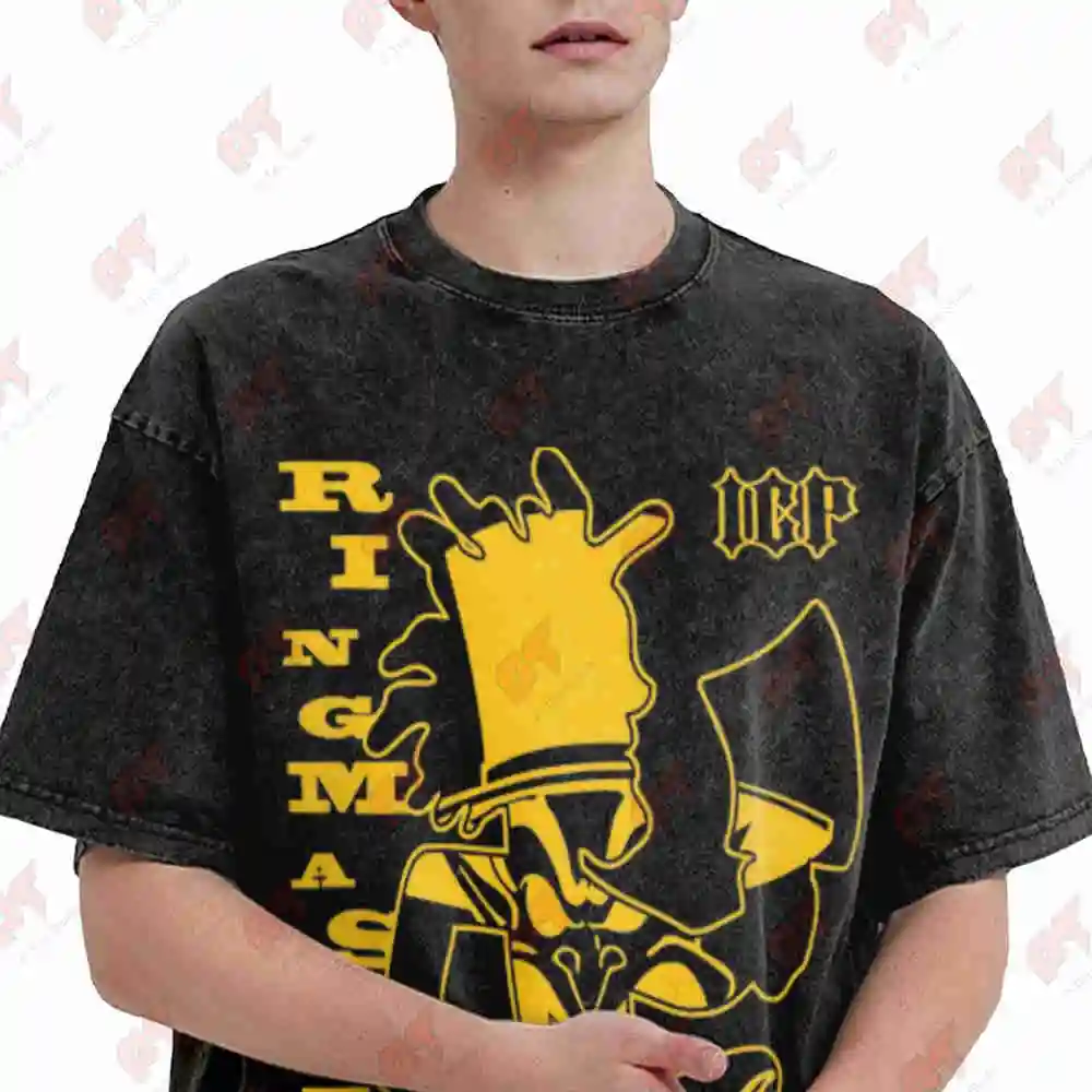 ICP Hatchet Man Ringmaster Two Tone Hip Hop Vintage Washed Tee Pure Cotton T-Shirt