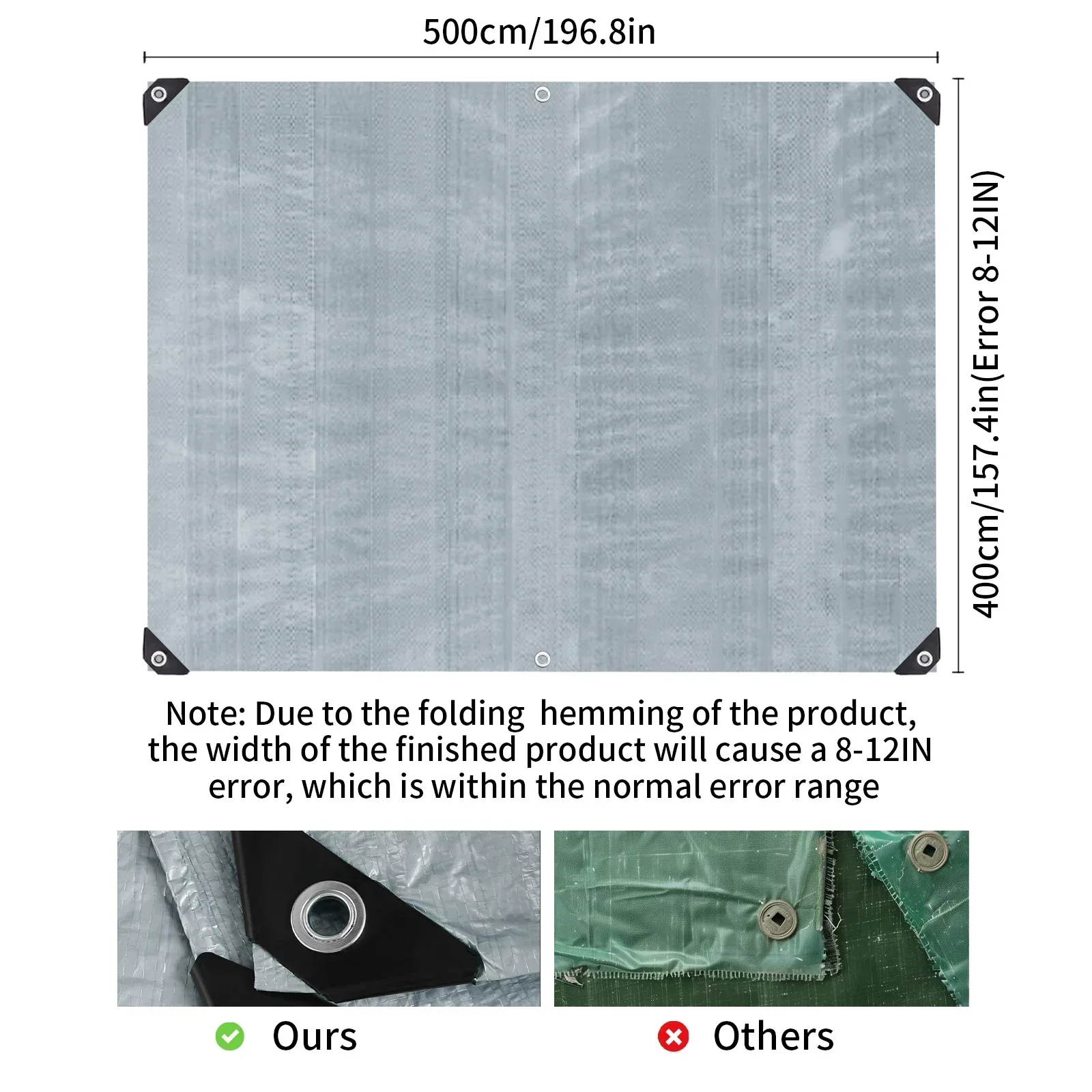 Waterproof Camping Tarp Sunshade Rain Shelter Tarpaulin with Eyelets, Multipurpose Outdoor Canopy Cover for Hiking, Camping & Emergency Use 6