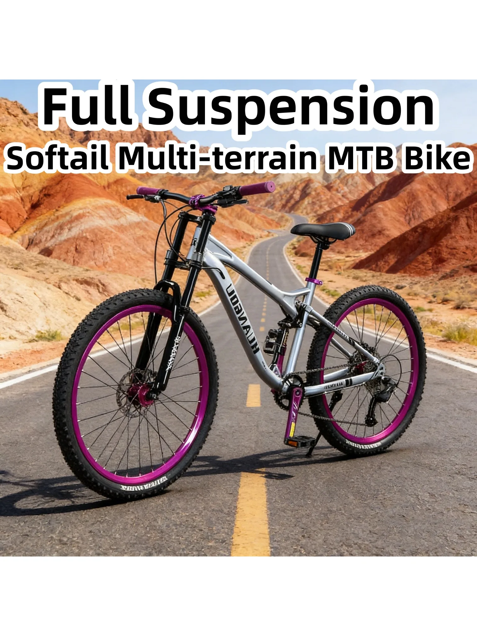 AliExpress NONE Softail Multi-terrain Off-road Mountain Bicycle Full Suspension Lockable Front Fork MTB Bike Hydraulic Disc Brake Variable Speed