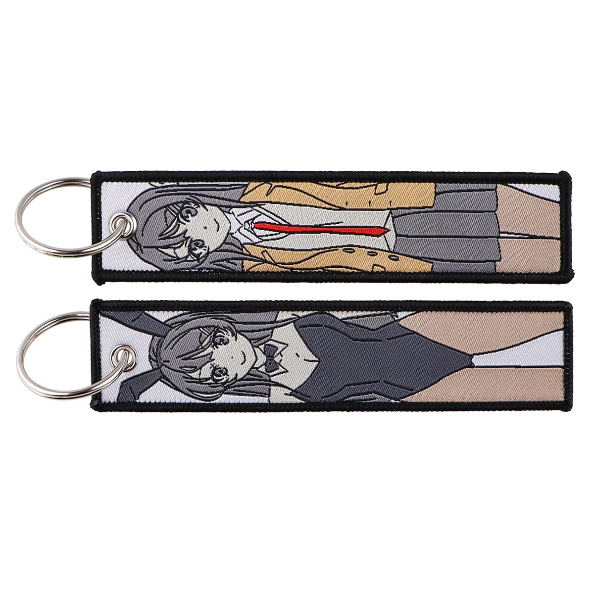 Anime Cool Cosplay Character Key Tag Summer Action Embroidery Key Chain Key Fobs For Car Backpack Key Ring Souvenir Gifts