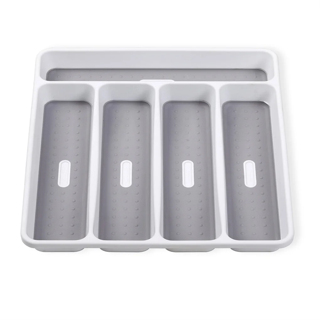 

Plastic Flatware Tray Scoops Forks Spatulas Cutlery Divider Grooved Holder Kitchen Organizer Accessories Kitchenware