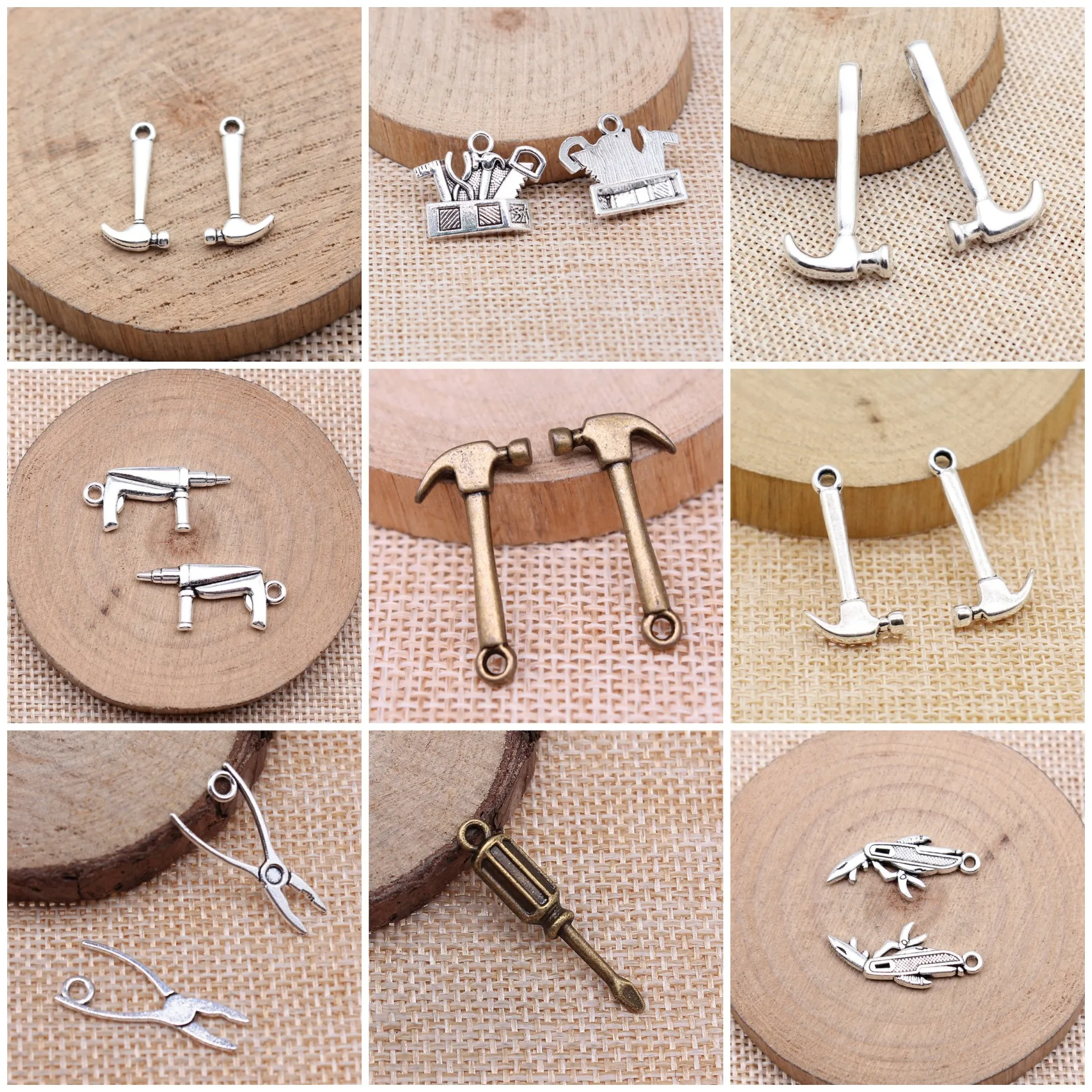 Vintage Hammer Screw Hardware Charms Pendant Industrial Bulk For DIY Jewelry Making Bracelet Necklace