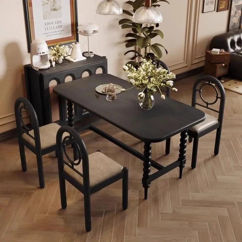 

m Средневековый обеденный стол из цельного дерева, квадратный обеденный стол, бытовой, для маленькой квартиры, м