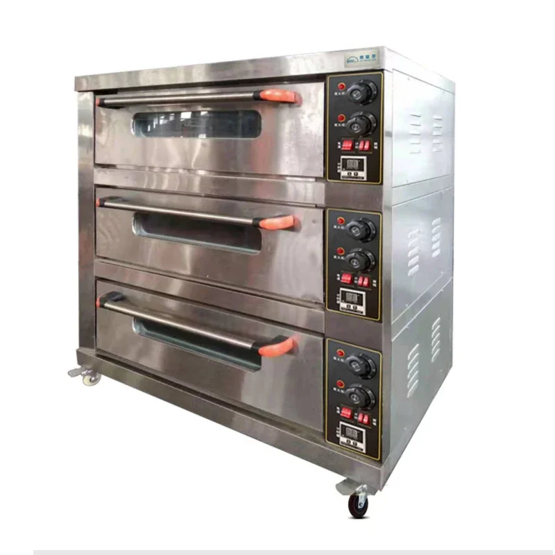 

Electric Oven Commercial Large-Capacity Pizza Cake Bread Baking With Three Layers And Plates