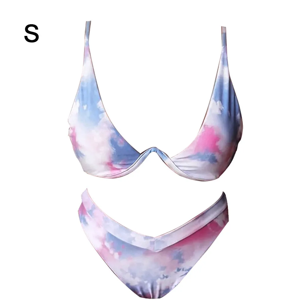

Комплект купальников со стальными кронштейнами, купальник из полиэстера с принтом, летние купальники, женский купальный костюм S