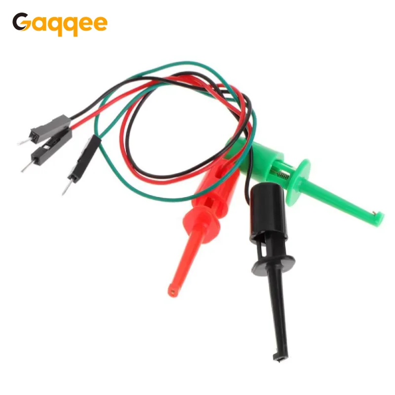 3Pcs/Set Electrical Hook Test Clip Transistor Tester Hook Type Tests Clip Probes Kit with Male Head DuPont Line