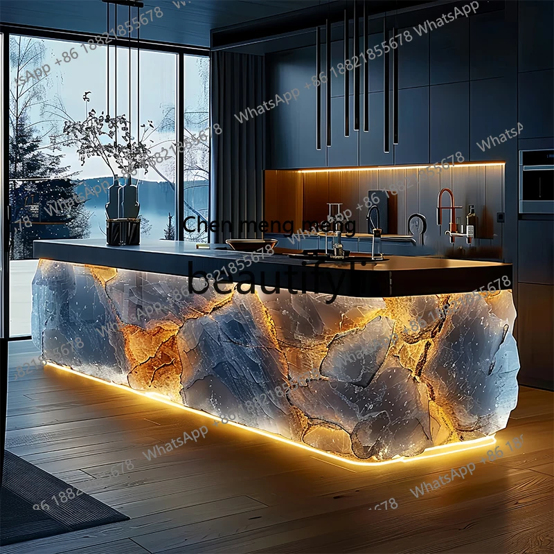 Modern simple jade island high-end custom designer light luxury art villa large flat high-end islandH