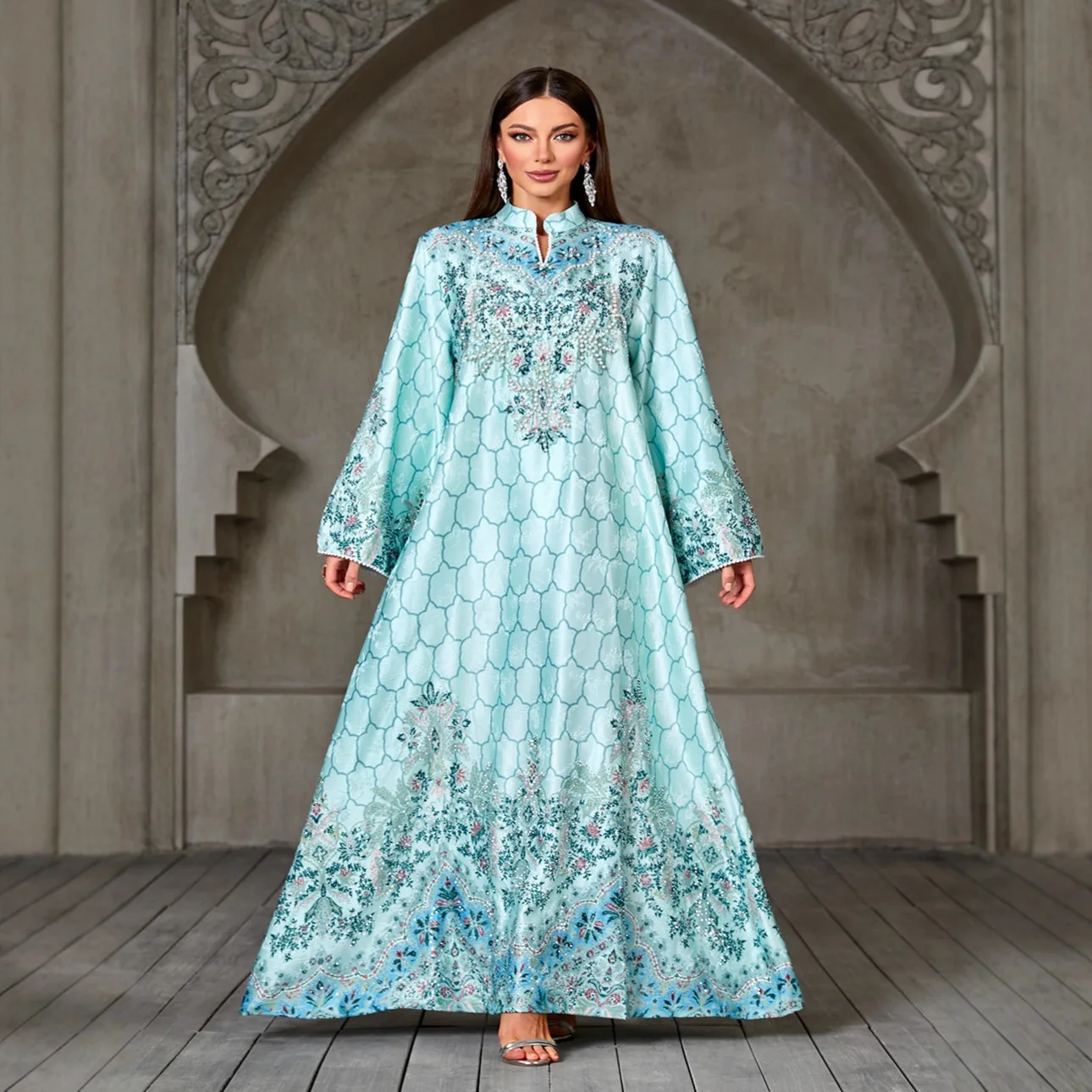 

Мусульманское женское платье Абая Лория: Элегантная арабская абая с завышенной талией, длинными рукавами, в этническом стиле, для Рамадана, Дубай, роскошное, исламское.