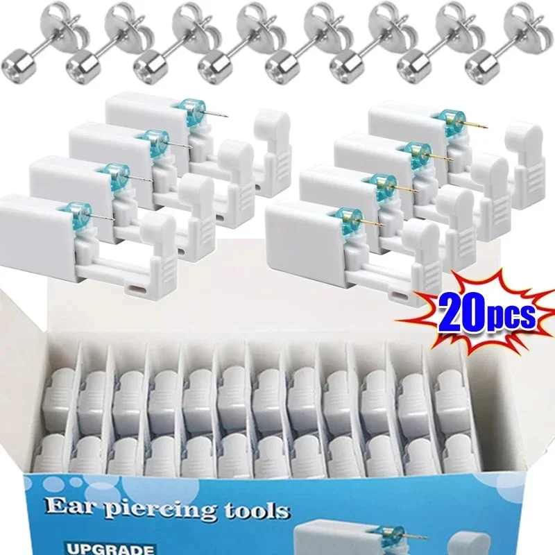 1-20Pcs/set Ear Piercing Gun Disposable Disinfect Safety Earring Piercer Kit Studs Nose Ring Piercing Machine Body Jewelry Tool