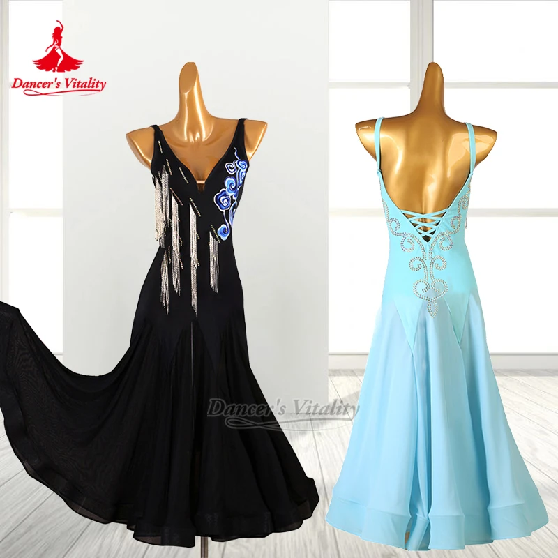社交ダンス ノースリーブ バックレス トレーニング パフォーマンス モダン ドレス 大人用 フォックストロット ワルツ 衣装 カスタマイズ ダンサーの活力