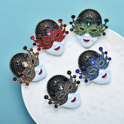 Wuli&baby Big Vintage Face Brooches Pins For Women 5-color Beautiful Enamel Rhinestone Figure Party Brooch Gifts