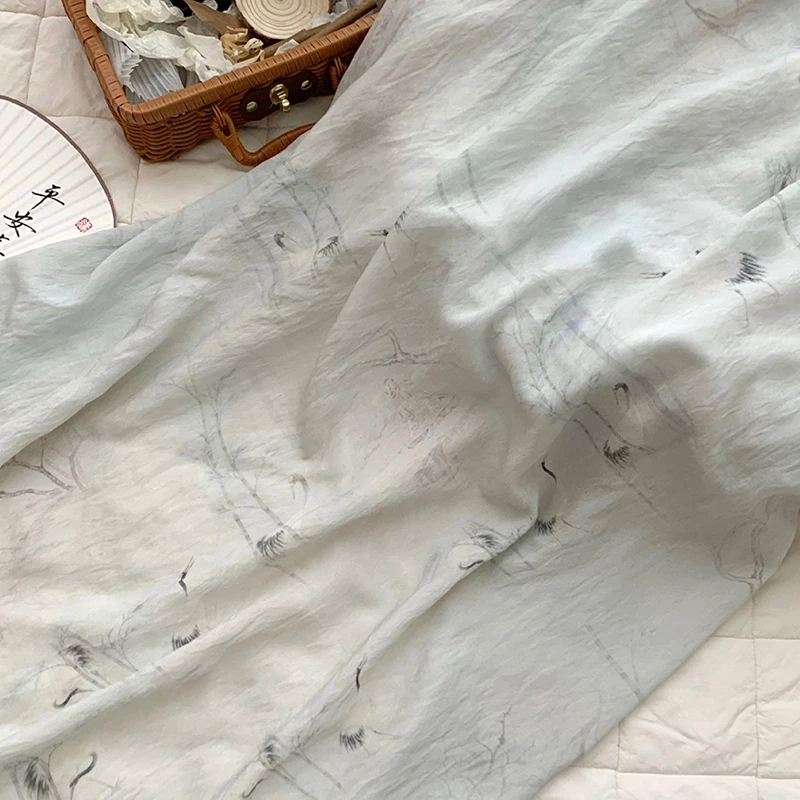 

2025 new summer fabric sewing clothes, dresses, shirts and handicrafts, printed ramie fabric 원단