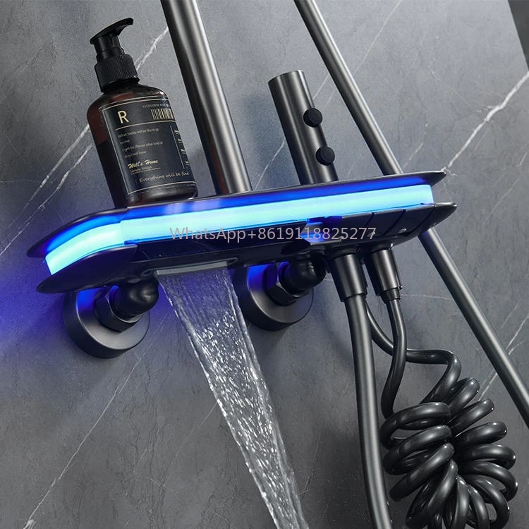 

Control Piano Key UFO Thermostatic Shower System Intelligent LED Smart Shower Temperature Display Shower Set Temperature