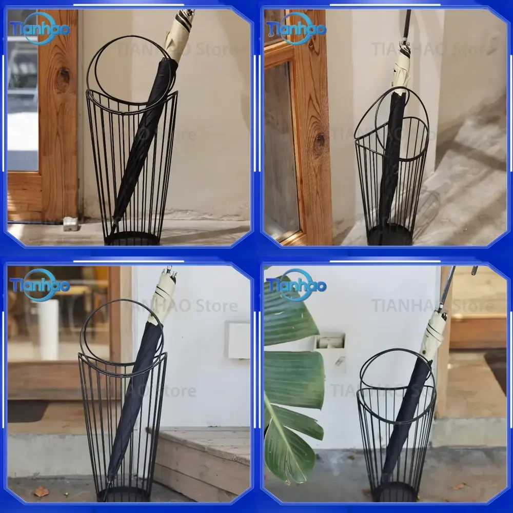 nordic-basket-umbrella-stand-for-cafe-boutique-hotels-black-modern-metal-holder-space-saving-commercial-home-minimalist
