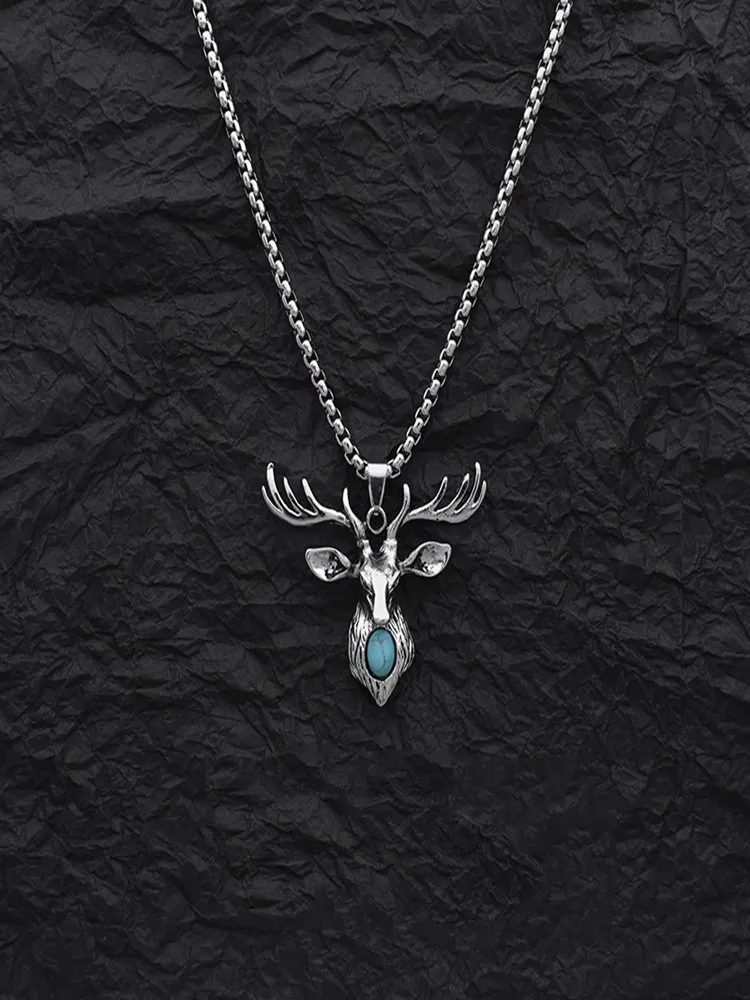 Vintage Fashion Deer Head One Deer With You Pendant for Men and Women, Japan and South Korea, Simple and Creative New Elk Couple