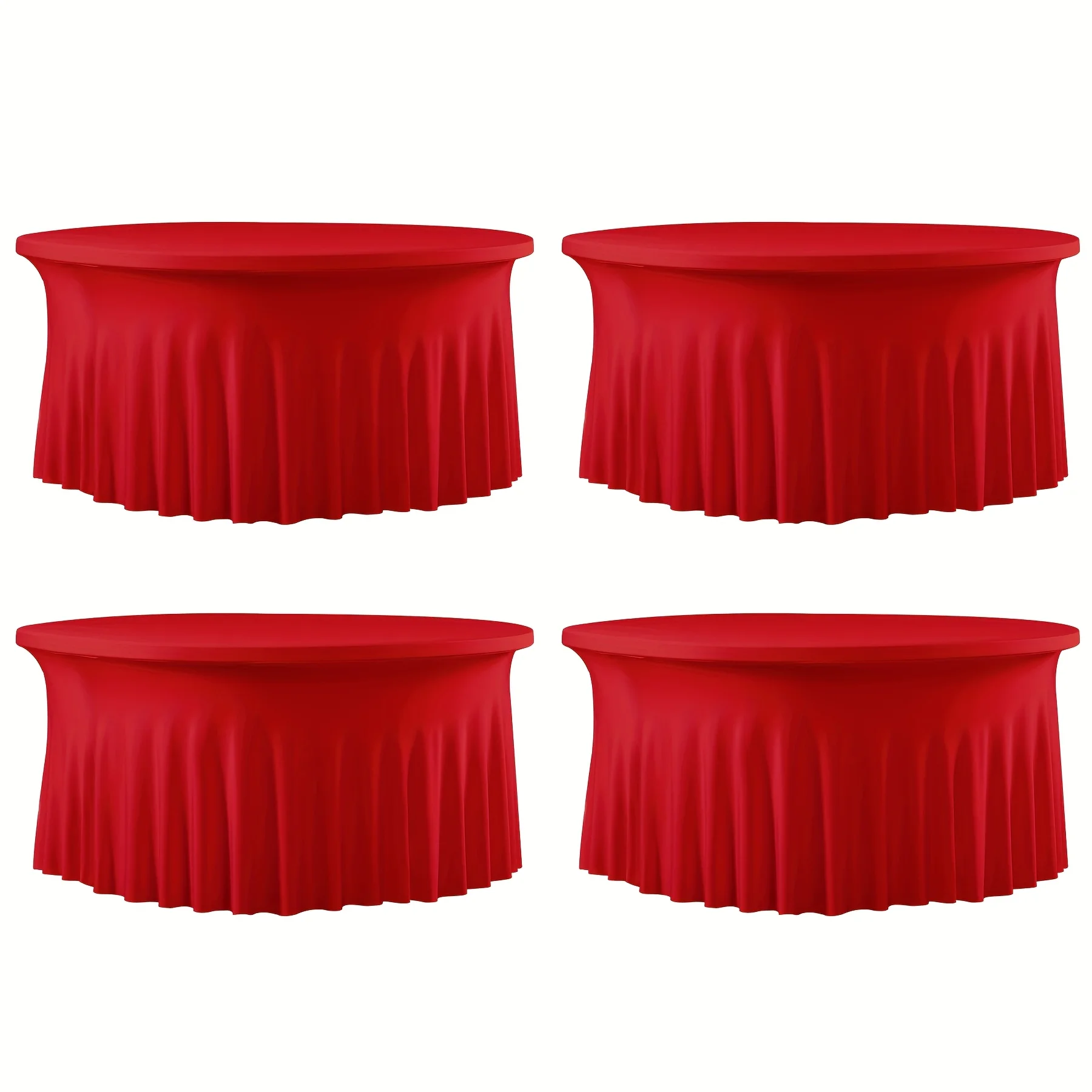 4-Pack 72-Inch Round Table Covers with 30-Inch Drop | Stretch Polyester-Spandex Blend | Wrinkle-Resistant & Pleated Skirt Design view 4
