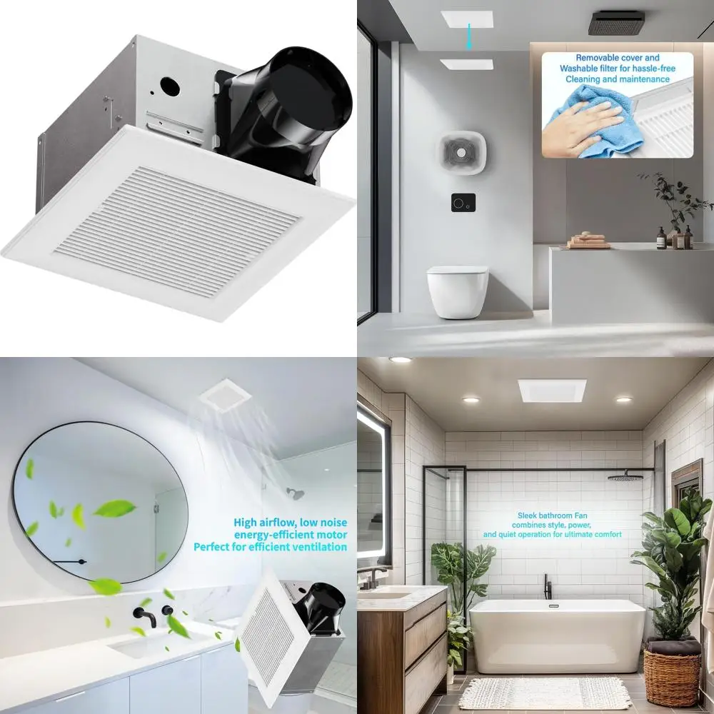 

80cm 20W Wet Rated Ceiling Mount Bathroom Exhaust Fan with Grille, 120V, White, ETL Certified